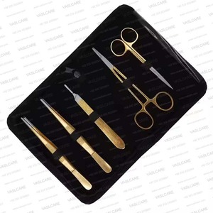 Cataract Eye Surgery Instrument Set Gold Titanium Handle Ophthalmic Forceps Scalpel <b>Needle</b> Holder Scissors with <b>Case</b> by Vaslcare - Product Image 3