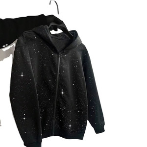 เสื้อฮู้ดดี้พรีเมียมประดับคริสตัลแบบซิป ดีไซน์ทันสมัย สไตล์ลำลองแนวสตรีท ทรงโอเวอร์ไซส์ รับผลิตแบบ OEM สำหรับทุกเพศ - Product Image 1