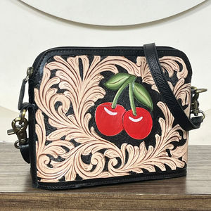 New Personalized Handmade Hand Tooled Cowhide Leather Crossbody Purse With Adjustable Strap Genuine Leather Women's Sling Bags - Product Image 4