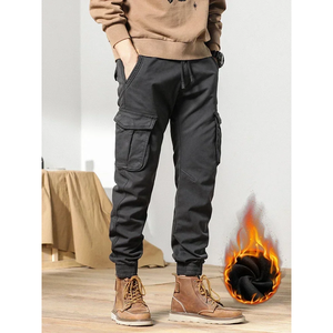 2024 nuevos pantalones Cargo de invierno con múltiples bolsillos para hombre, forro polar grueso, cálido, ajustado, Joggers, ropa de calle, pantalones térmicos informales de algodón - Product Image 1