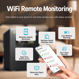 Coffre-fort intelligent avec empreinte digitale, mot de passe, clé, alarme Wi-Fi, porte en acier épaissi, antivol, pour la maison et le bureau, stockage sécurisé des objets de valeur - Product Image 3