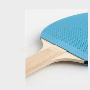 Raquette de tennis de table professionnelle en fibre de carbone, poignée en bois, légère, écologique, surface en caoutchouc bleu ciel, poignée antidérapante - Product Image 4