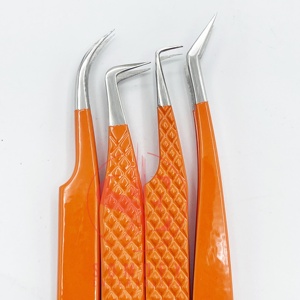 Pince à cils Somofy Enterprises en acier inoxydable de haute précision, revêtement poudré orange, nouveaux designs, pour faux cils - Product Image 2