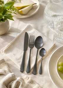 Premium Matte <b>Black</b> Stainless Steel Flatware Set Elegant Minimalist Metal Cutlery Knife Fork Spoon Durable Party Tableware - Product Image 4
