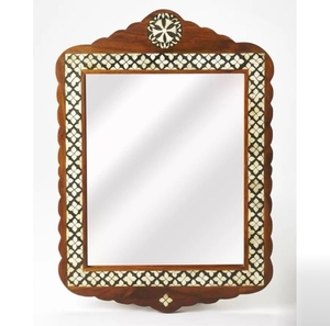 Miroir mural décoratif fait main en os et bois, style moderne, pour intérieurs de luxe - Product Image 3