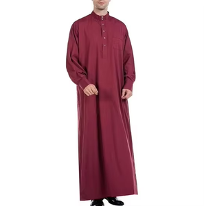 Wholesale Premium Cotton Stand Collar Modest Thobe <b>Islamic</b> Eid Plus Size Floor Length Short Sleeve Quick Dry Breathable Loose - Product Image 4