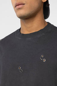 Nueva Llegada: Camiseta Oversize Negra para Hombre, de Gramaje Pesado, con Estampado Gráfico DTG, Lavado Ácido y Estilo Vintage, Personalizada - Product Image 3