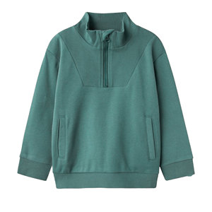 Sweat-shirt unisexe à demi-zip, couleur unie, style français, coupe ample, col montant, décontracté, pour l'automne - Product Image 5