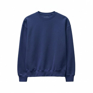 เสื้อสเวตเชิ้ตคอกลมสีดำสำหรับผู้ชาย ผ้าฝ้าย 100% ทรงปกติ สวมใส่สบาย แบบสวมหัว ผ้าถักสำหรับฤดูใบไม้ร่วง สีพื้น แขนยาว - Product Image 2