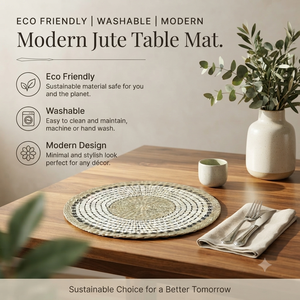 Set de table rond de style bohème, tissé en jute personnalisé, pour fête, mariage, cuisine, table à manger, provenance d'Inde - Product Image 2