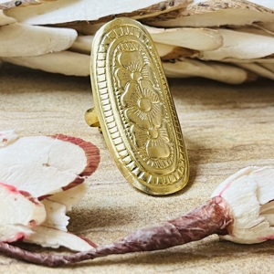 Luxury Design Brass <b>Ring</b> Boho Floral <b>Ring</b> For Women 18k Gold Plated Tribal Shield Long Statement <b>Chunky</b> <b>Ring</b> Wholesale/OEM/ODM - Product Image 6