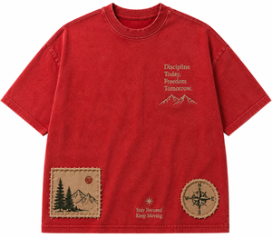 Camiseta Roja Personalizable 100% Algodón para Hombre, Cuello Redondo, Manga Corta, Corte Holgado, Antiarrugas, Tejido Transpirable de Secado Rápido - Product Image 3