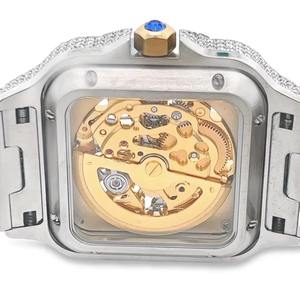 Reloj Personalizable de 41 mm con Movimiento Mecánico de Acero Inoxidable, Incrustaciones de Diamantes de Moissanita Arcoíris VVS Cuadrados de 5 mm de Grosor - Product Image 2