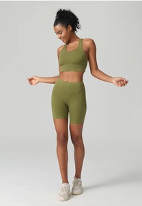 Ensemble de yoga 2 pièces pour femme, nouvelle collection, design tendance, épaules dénudées, taille haute, en Spandex/Nylon, couleur et taille personnalisables, le plus vendu - Product Image 4