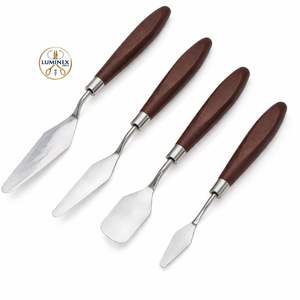5 Couteaux à Peindre en Acier Inoxydable, Spatules, Couteaux à Palette, Accessoires de Peinture à l'Huile, Ensemble de Mélange de Couleurs pour Huile - Product Image 1