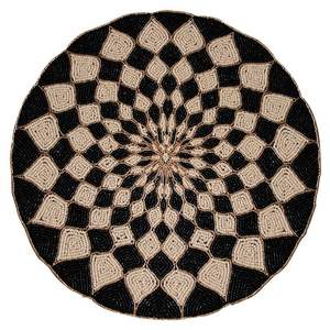 Set de table rond artisanal en perles blanches, motif fleur de marguerite multicolore, perles de verre, pour salle à manger, luxe - Product Image 2