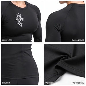 Wholesale Women <b>Long</b> Sleeve Compression Tee Muscle Fit Rash Guard Crew Neck Sportswear Sim Fit <b>T</b>-<b>Shirt</b> <b>Ladies</b> Base Layer Tee - Product Image 6