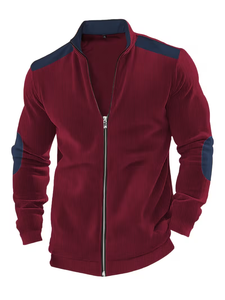 Blousons d'hiver décontractés à manches longues pour jeunes hommes avec broderie au poignet, col montant, fermeture éclair, service OEM, logo frontal - Product Image 3