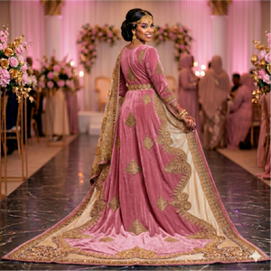 Dirac de mariage somalien de luxe marron chocolat avec broderie dorée complexe, élégance royale et raffinée, et couture haut de gamme - Product Image 6