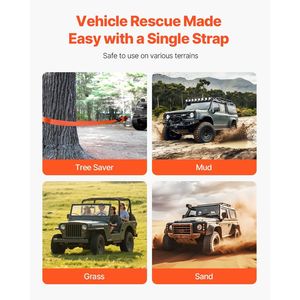 Sangle de remorquage robuste 3 x 30 pieds, kit de récupération, sangle de treuil Tree Saver, boucle triple renforcée, protection pour MBS-36,000 - Product Image 6