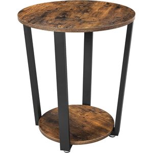 <b>Rustic</b> Brown 2-Tier Accent <b>Bedside</b> <b>Table</b> with Storage Shelf Easy Assembly Nightstand for Small Spaces Living Room & Bedroom - Product Image 5