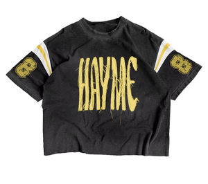 T-shirt bicolore personnalisé avec logo brodé, t-shirt ample pour homme, patchwork - Product Image 3