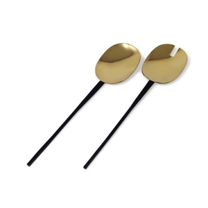 ชุดช้อนส้อมเสิร์ฟอาหารบนโต๊ะอาหาร ดีไซน์ด้ามจับรูปนก สีทอง ขายดี - Product Image 4