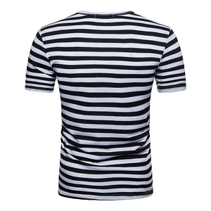 Camiseta a Rayas para Hombre 2026, Nueva Moda, Cuello Redondo, Manga Corta, Corte Ajustado, Estilo Hip Hop, Vintage - Product Image 4