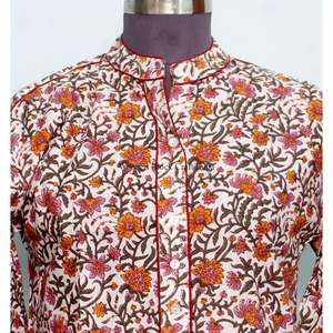 เสื้อคลุมผู้หญิง-สไตล์วินเทจเกาหลี ลายดอกไม้ ผ้าฝ้าย 100% เป็นมิตรกับสิ่งแวดล้อม ระบายอากาศได้ดี แขนพอง คอทรงโอ ทันสมัย ใส่ได้ทุกฤดู - Product Image 3