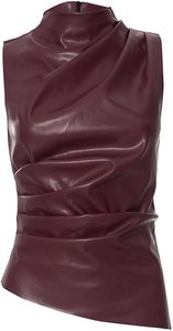 Top de Cuero Personalizado con Logotipo para Mujer, Chaleco Corto sin Mangas de Cuero PU, Ropa de Moda, Fabricante OEM, Proveedor Mayorista - Product Image 6