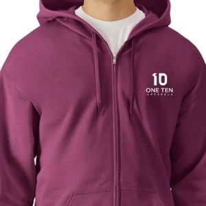 Midweight Fleece Adult Full <b>Zip</b> <b>Hooded</b> Sweatshirt Plum Soft Warm Casual Hoodie Jacket Comfortable Custom Wholesale - Product Image 4
