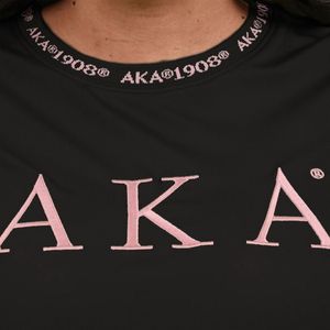 Camiseta AKA Jacquard Negra para Mujer, Cuello Redondo, Manga Corta, Informal, Premium, Mezcla de Algodón Suave - Product Image 6