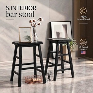Tabouret de bar noir 53 cm, tabouret de comptoir en bois, tabouret haut moderne, chaise de salle à manger pour cuisine - Product Image 1