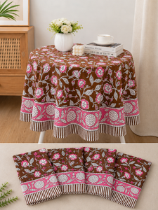 High Demanded Hand Block Printed Cotton Floral Print <b>Table</b> Cloth Size 60x90 Inch Bulk Product Full Size <b>Cover</b> at Wholesale Price - Product Image 1