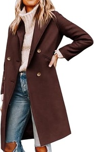 Manteau trench en tricot uni à simple boutonnage pour femme, idéal pour le bureau, les tenues de travail formelles, l'hiver, coupe ample et respirant - Product Image 3