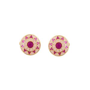 Mancuernillas de Lujo con Hebilla Redonda de Latón Chapado en Oro para Hombre, Esmalte Rosa, Geométricas, Accesorios Formales para Camisa, Regalo de Boda o Negocios - Product Image 3