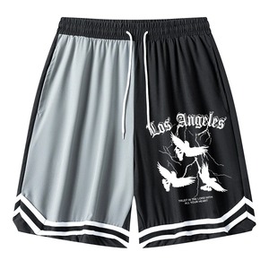 Pantalones Cortos Deportivos para Hombre, Tejidos, de Cintura Media, con Bloques de Color, Transpirables, de Secado Rápido, con Bolsillos, Estampado Gráfico, para Baloncesto y Running - Product Image 1
