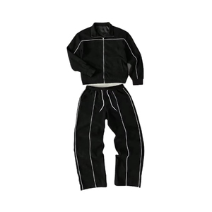 Ensemble de survêtement décontracté d'hiver pour homme en nylon, respirant, coupe-vent, avec blocs de couleur, idéal pour la course et la gym (OEM) - Product Image 1