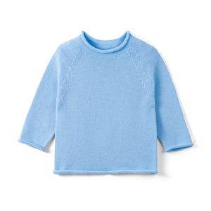 เสื้อไหมพรมเด็ก คอเต่า แขนยาว สีฟ้าอ่อน แบบยูนิเซ็กส์ สวมใส่สบายๆ สำหรับฤดูใบไม้ผลิ ผ้าฝ้าย 100% ชั้นเดียว - Product Image 1