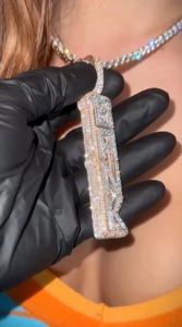 Customizable Initial <b>Letter</b> Hip Hop Pendant Men's Luxury Silver Plated Moissanite with Freshwater Pearl for Party Occasion - Product Image 2