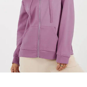 เสื้อฮู้ดซิปผู้หญิงแบบสั่งทำพิเศษ ผ้าฝ้ายฟลีซ 100% ป้องกันขนร่วง ระบายอากาศได้ดี มีโลโก้ด้านหน้า สวมใส่สบายในฤดูหนาว ทรงปกติ - Product Image 4