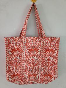 Bolsos de Hombro Estampados a Mano para Uso Diario, Bolsos Tote de Algodón Puro Acolchados a Mano con Bordado Abierto - 14x16 Pulgadas para Uso Diario y Viajes - Product Image 3