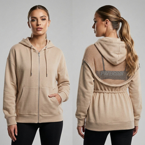 Sweat à capuche en maille pour femme, panneau arrière personnalisé, streetwear, épaules tombantes, vente en gros, marque de vêtements à étiquette privée pour les marques - Product Image 3