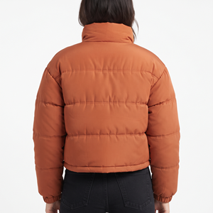 Chaqueta Corta Acolchada de Moda para Mujer, Abrigo de Invierno con Manga Larga, Cierre Frontal con Cremallera, Dobladillo Ajustable, Ropa Exterior Informal - Product Image 2