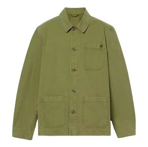 Chaqueta de trabajo vintage al por mayor estilo Detroit para hombre, de lona 100% algodón de alto gramaje, con logotipo frontal y diseño de cuello personalizados. - Product Image 2