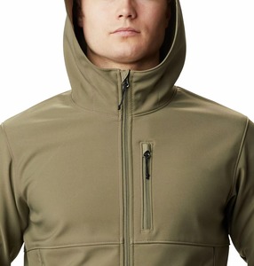 Men's Olive Green <b>Hooded</b> <b>Fleece</b> <b>Jacket</b> Windproof Zipper Front Casual Autumn Outdoor Sportswear Regular Fit - Product Image 6