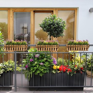 Set of 3 <b>Wooden</b> Flower Box Slatted Look Natural Eco-Friendly <b>Planter</b> Pot for <b>Garden</b> Balcony Decor Rustic Style Made in Vietnam - Product Image 6