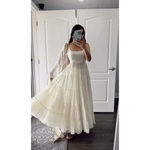 BAS DE ROBE EN GEORGETTE AVEC BRODERIE DUPATTA BLANC - Product Image 1