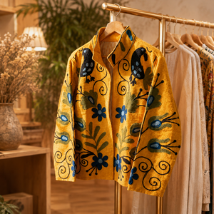 Women's Reversible Suzani Velvet Winter Jacket Handmade Floral Embroidered Boho Ethnic Luxury Warm Designer Outerwear <b>Coat</b> Wear - Product Image 6