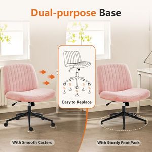 Sedia da Ufficio Girevole Regolabile in Tessuto di Lana Teddy Rosa, Comoda Sedia da Ufficio Senza Braccioli con Schienale - Product Image 2